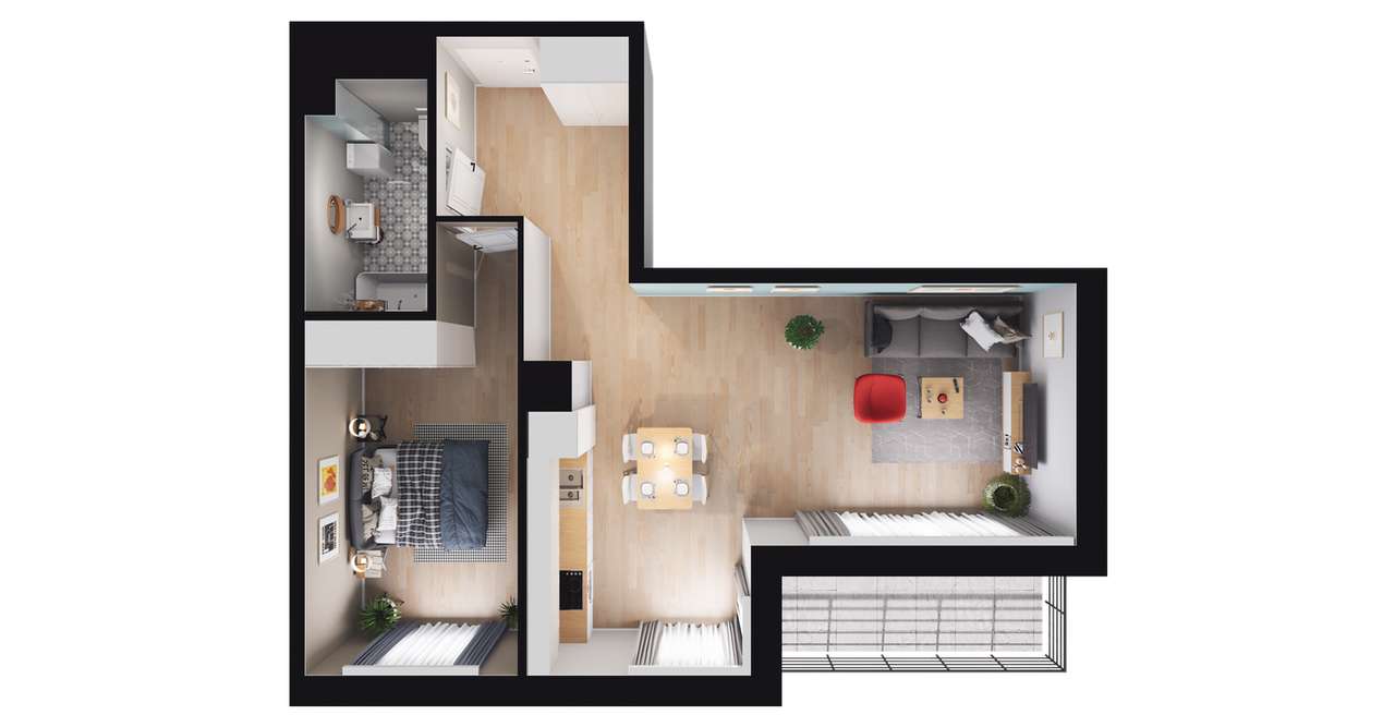 2-pokojowe mieszkanie 54m2 + balkon Bezpośrednio - Pełny obrazek: 2/8