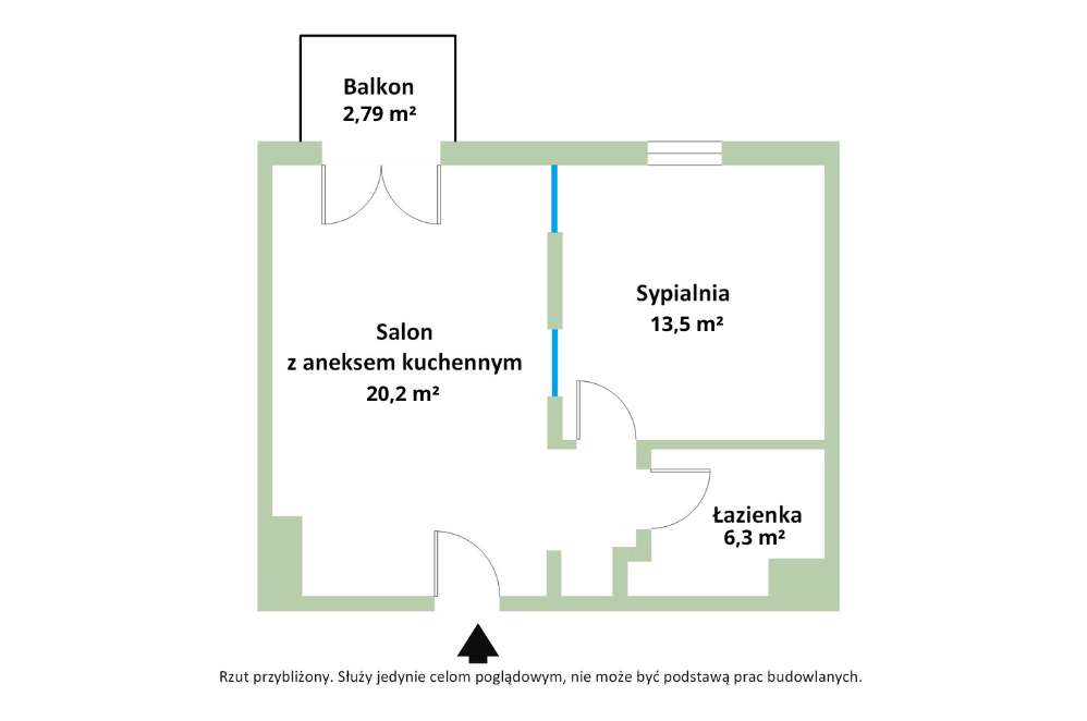Nowoczesne 2-pokojowe mieszkanie 43.20 m², Śródmieście-1