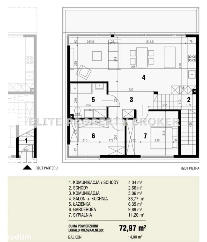 Mieszkanie 3-Pokojowe | 72,97 m² | Balkon 14 m²-1
