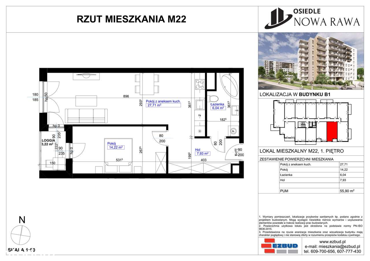 Osiedle Nowa Rawa | mieszkanie 2-pok. | 22 - Pełny obrazek: 2/7