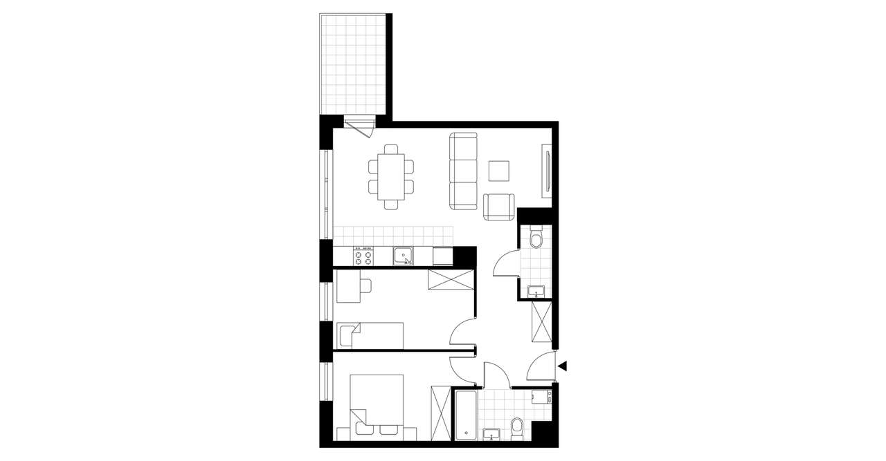 3-pokojowe mieszkanie 58m2 + loggia Bezpośrednio - Pełny obrazek: 3/8