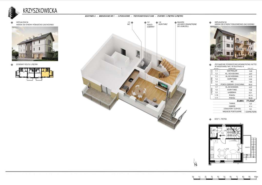 Wieliczka 3-pokojowe mieszkanie | 77 m² | ogród + 2 balkony-3