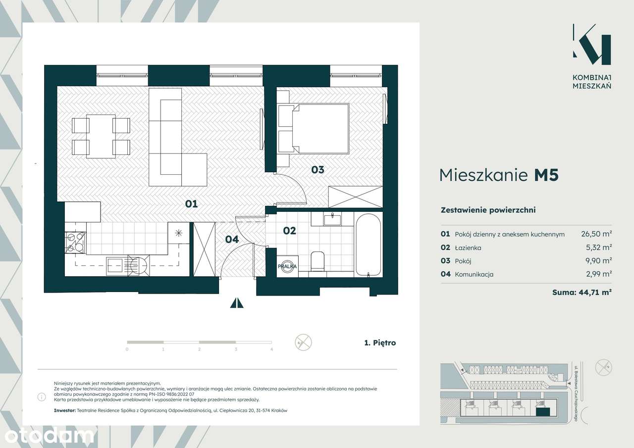 2-pokojowe mieszkanie 44m2 Bez Prowizji - Pełny obrazek: 2/7