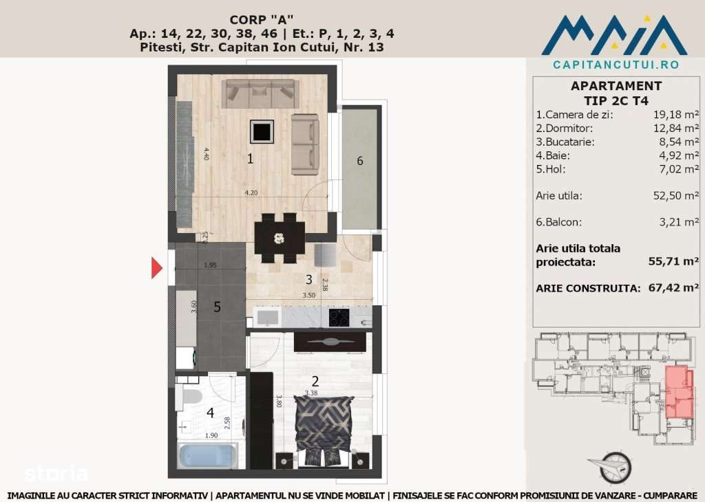 2 camere, Finisaje Premium, Central, Langa padure, Capitan Cutui, Pite - Imagine principală: 1/8