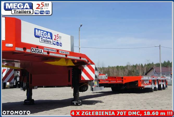 Mega Niskiepodwozie 18.6 m rozsuw,  ZAGŁEBIENIA na 4 koła, MEGA Trailers, Ład. 58 TON !!! - 2