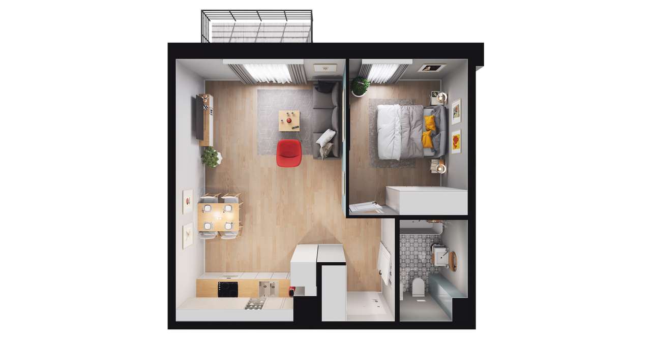 2-pokojowe mieszkanie 45m2 + balkon Bez Prowizji - Pełny obrazek: 2/8