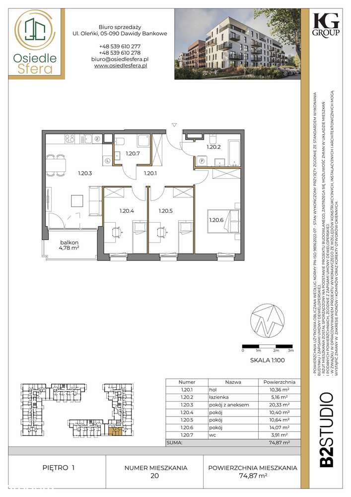 4-pokojowe mieszkanie 74m2 + balkon - Pełny obrazek: 2/7