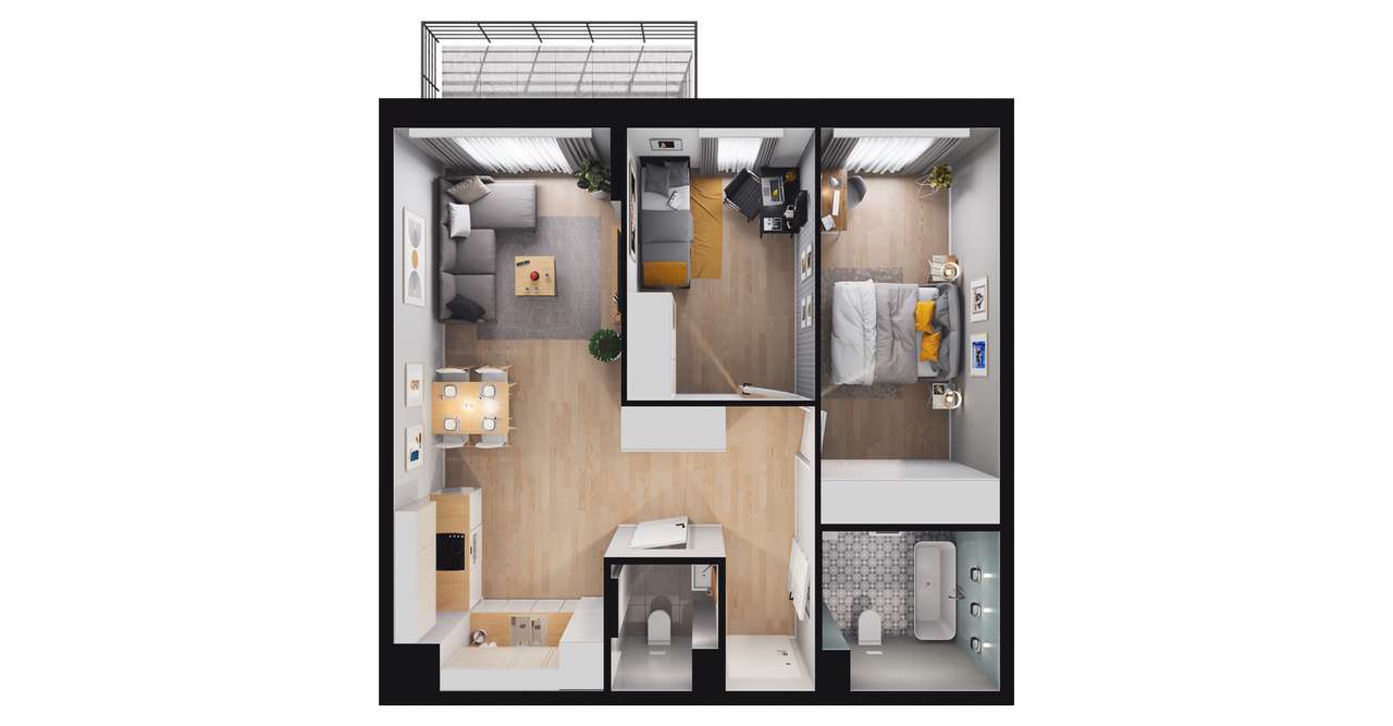 3-pokojowe mieszkanie 60m2 + balkon Bezpośrednio - Pełny obrazek: 2/8