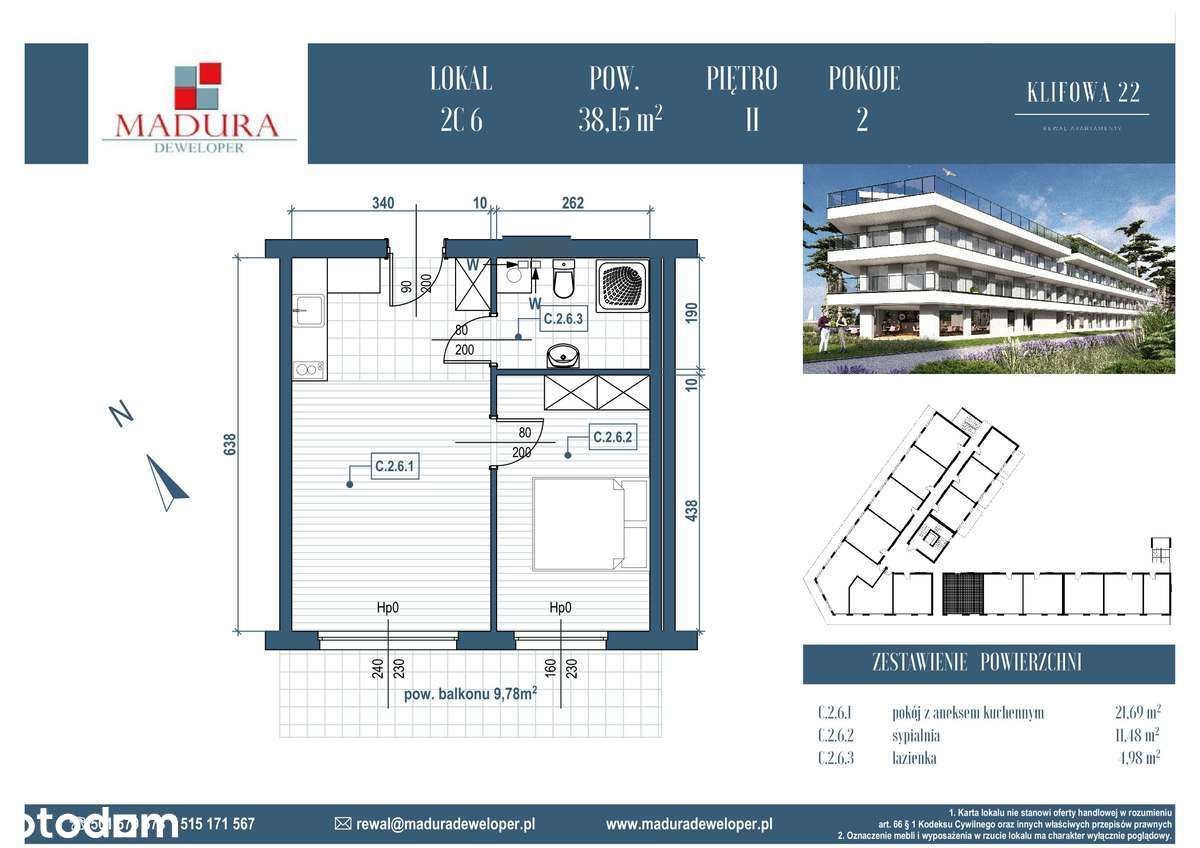 Klifowa 22 | apartament 2-pok. | C.2.6 REZERWACJA - Pełny obrazek: 2/13