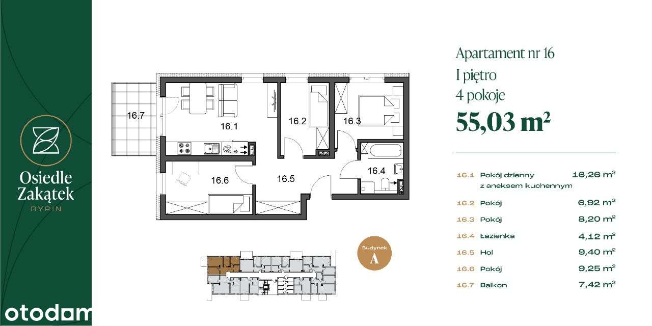 Osiedle Zakątek przestronne mieszkanie M16 - Pełny obrazek: 2/7