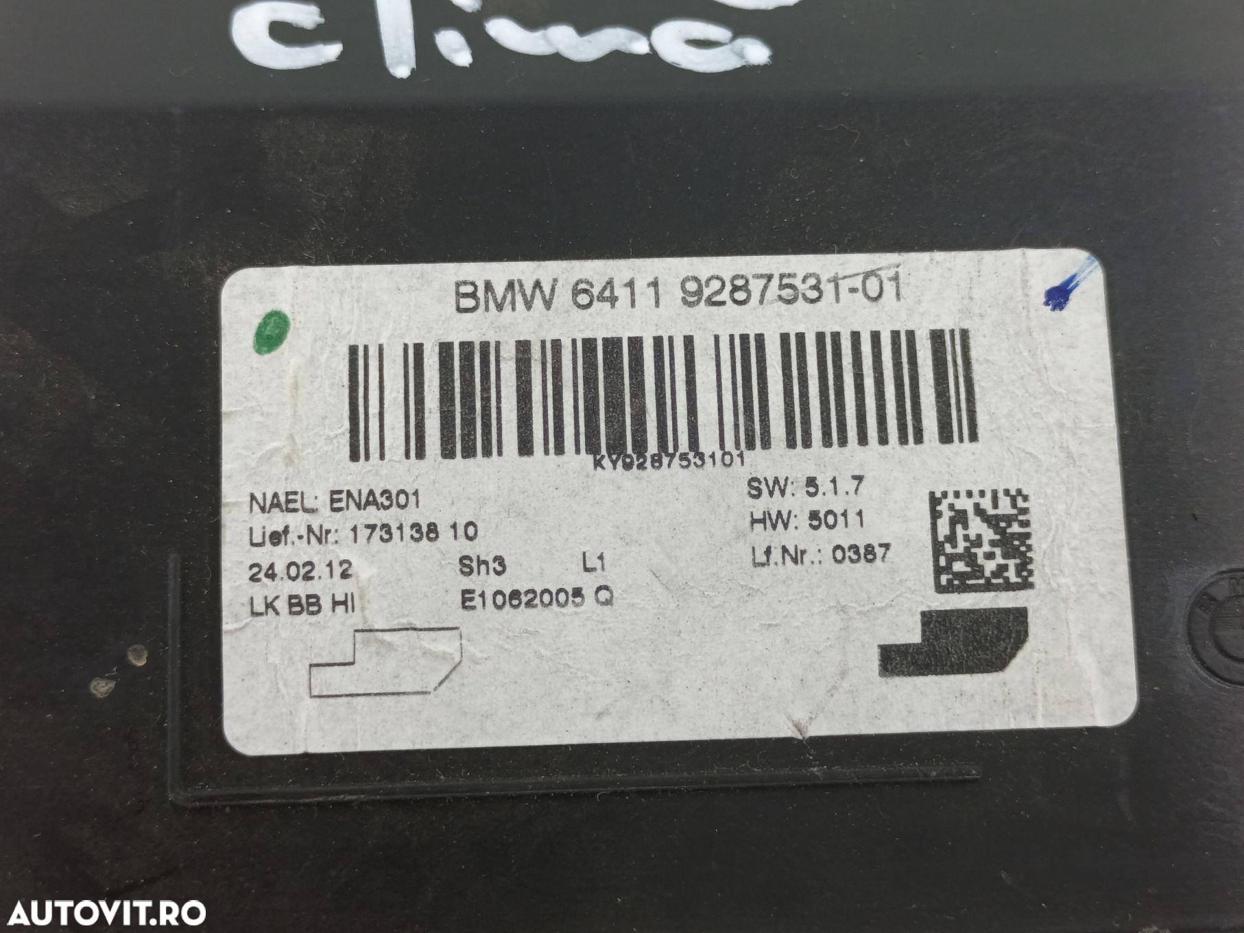 Modul control clima BMW SERIA 3 F30 2.0 D   N47D20C 2012-2018  9287531 - 3