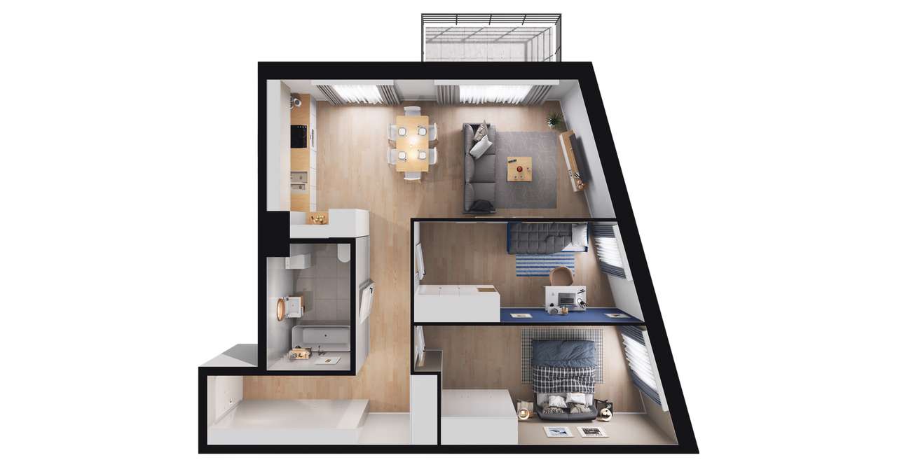 3-pokojowe mieszkanie 65m2 + balkon Bezpośrednio - Pełny obrazek: 2/8