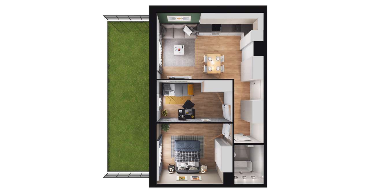 3-pokojowe mieszkanie 49m2 + ogródek Bez Prowizji - Pełny obrazek: 2/8