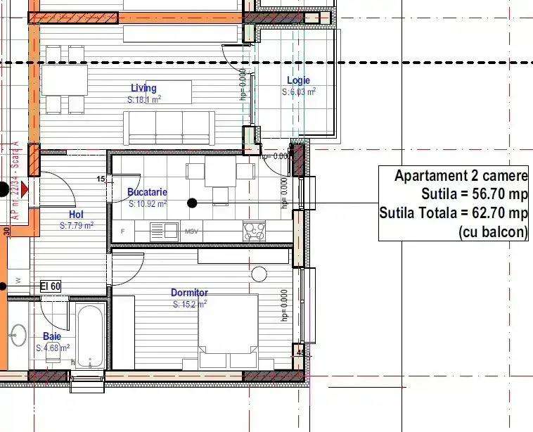 Apartament 56.7 mp utili/ 15min metrou 1 decembrie/ bloc nou 3 etaje-2