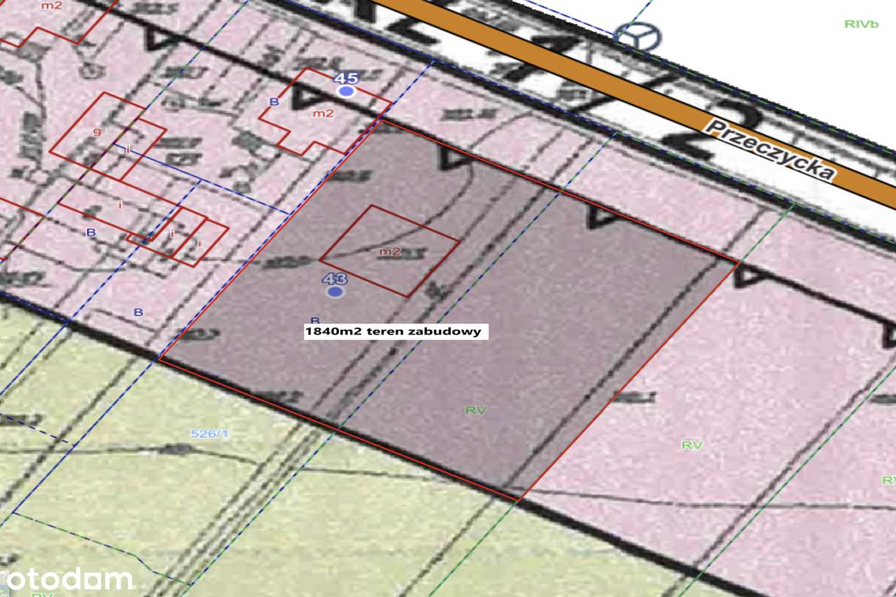 Działka rolno- budowlano-usługowa Wojkowice Kościelne ul. Przeczycka-8