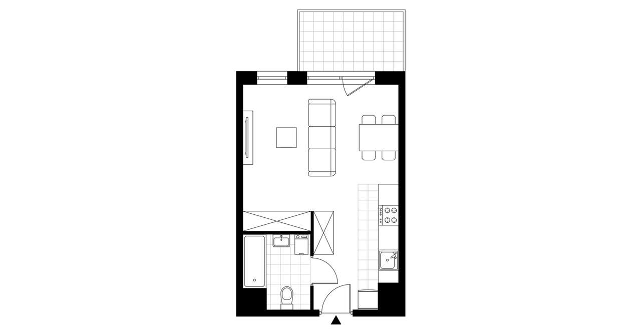 1-pokojowe mieszkanie 29m2 + balkon - Pełny obrazek: 3/8