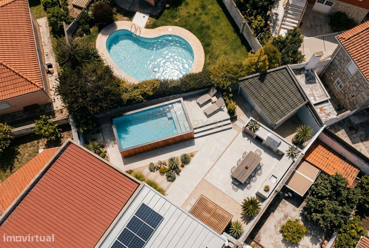 Moradia T3 Térrea Contemporânea com Piscina e Zona Lounge Exterior em-8