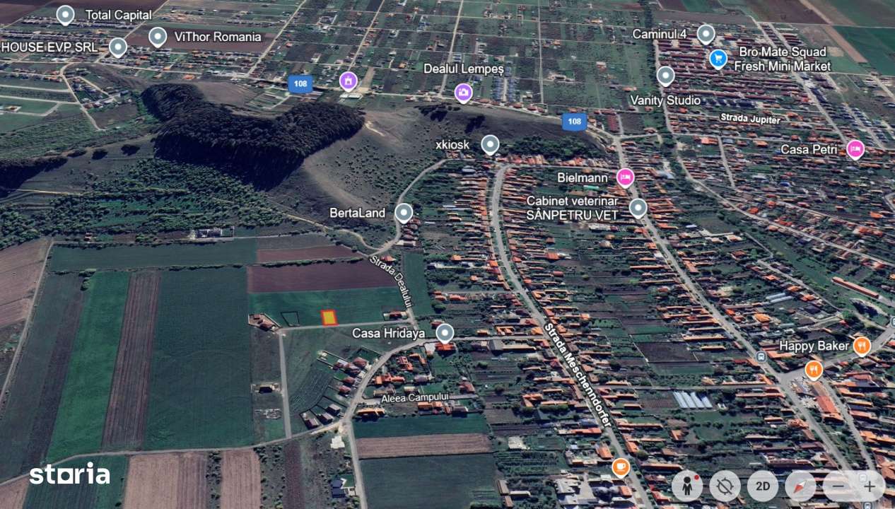 Teren intravilan de vanzare, cu vedere catre Dealul Lempes - Sanpetru-1