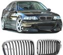 GRELHAS FRONTAIS PARA BMW E46 98-01 LOOK M PRETO CROMADO - 1