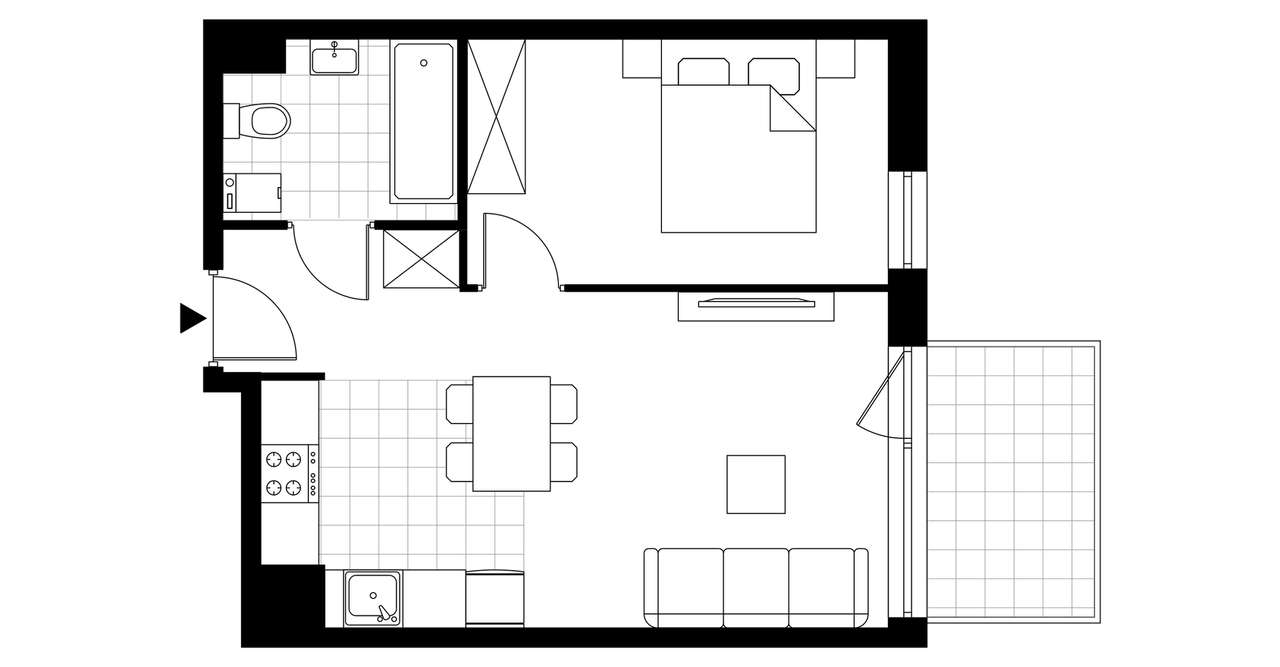 2-pokojowe mieszkanie 38m2 + balkon - Pełny obrazek: 3/8