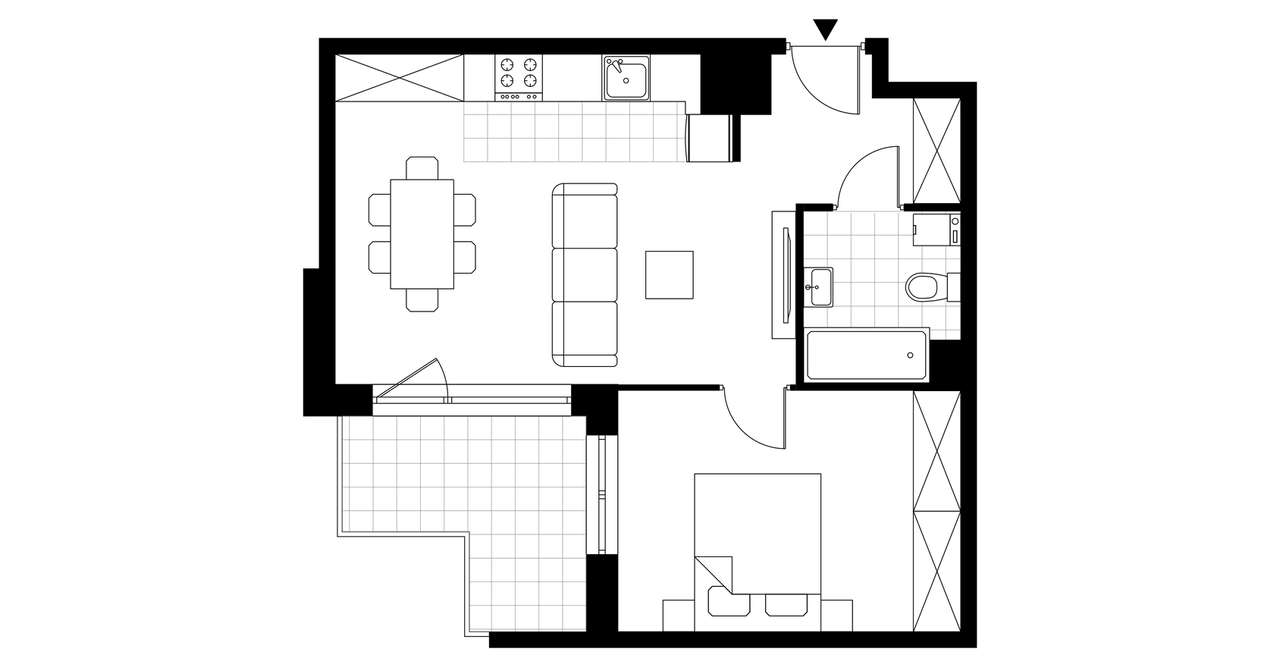 2-pokojowe mieszkanie 44m2 + balkon Bezpośrednio - Pełny obrazek: 3/8
