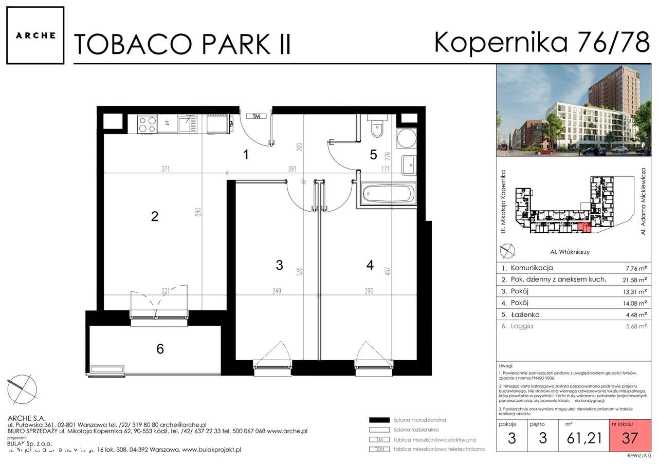3-pokojowe mieszkanie 61m2 + loggia - Pełny obrazek: 2/7