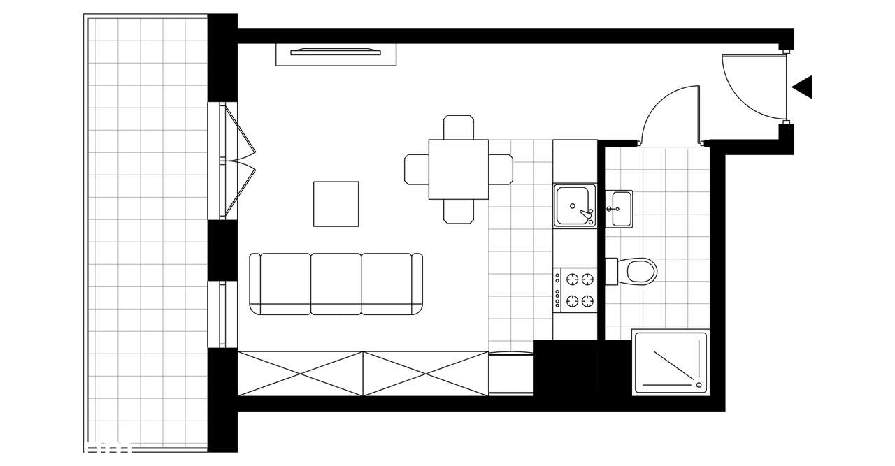 1-pokojowe mieszkanie 29m2 + balkon - Pełny obrazek: 3/8