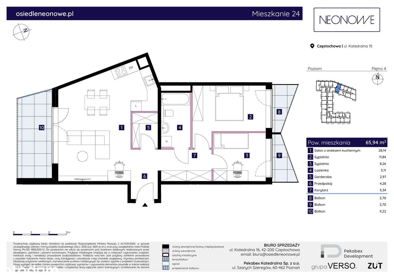 3-pokojowe mieszkanie 65m2 + 3 balkony - Pełny obrazek: 2/7