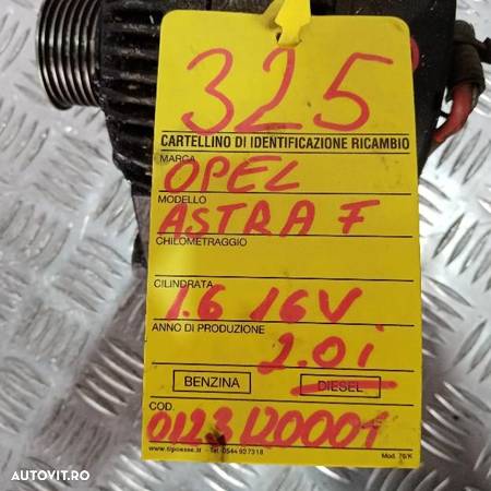 Alternator Opel Astra | Tigra | Vectra | 1.6 B | 0123120001 | Dezmembrari Auto Multimarca: Stoc - 4