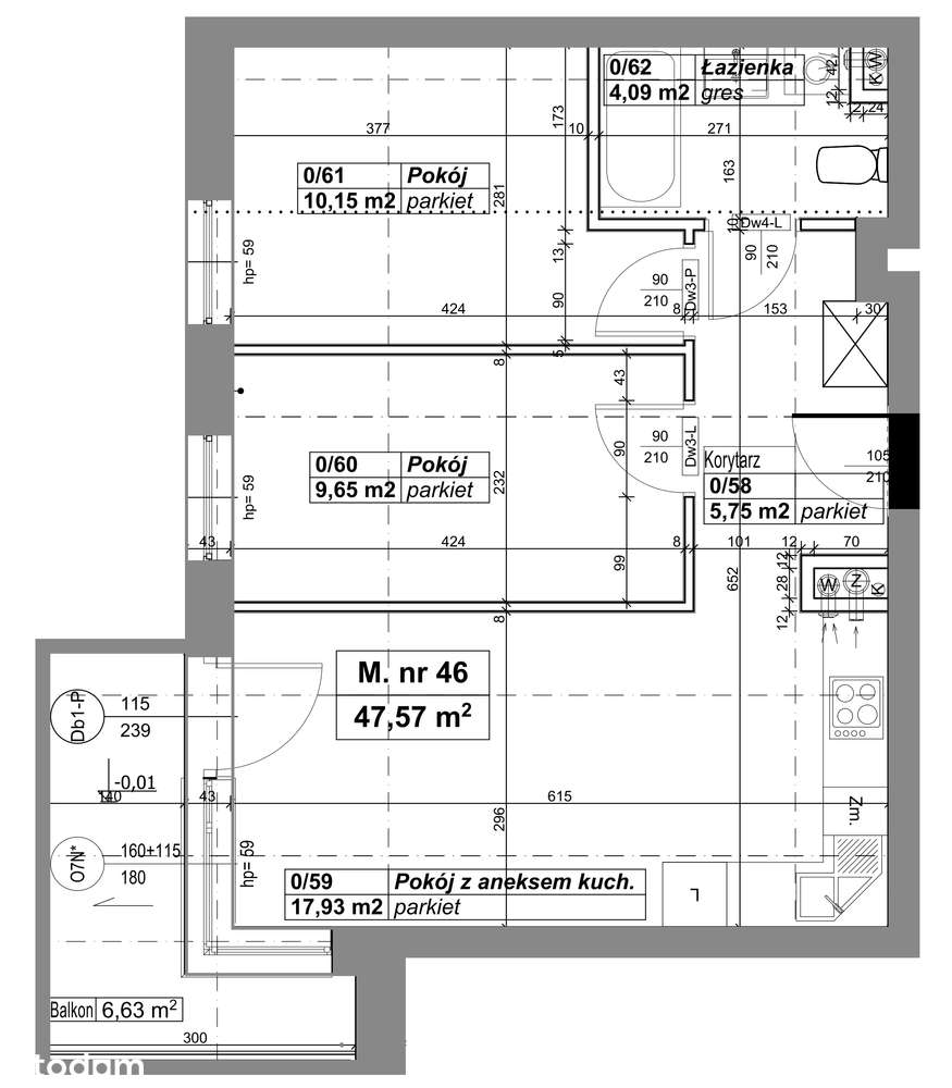Osiedle przy Lesie | Bud. A | M. nr 46 | 47,57 m2 - Pełny obrazek: 2/7