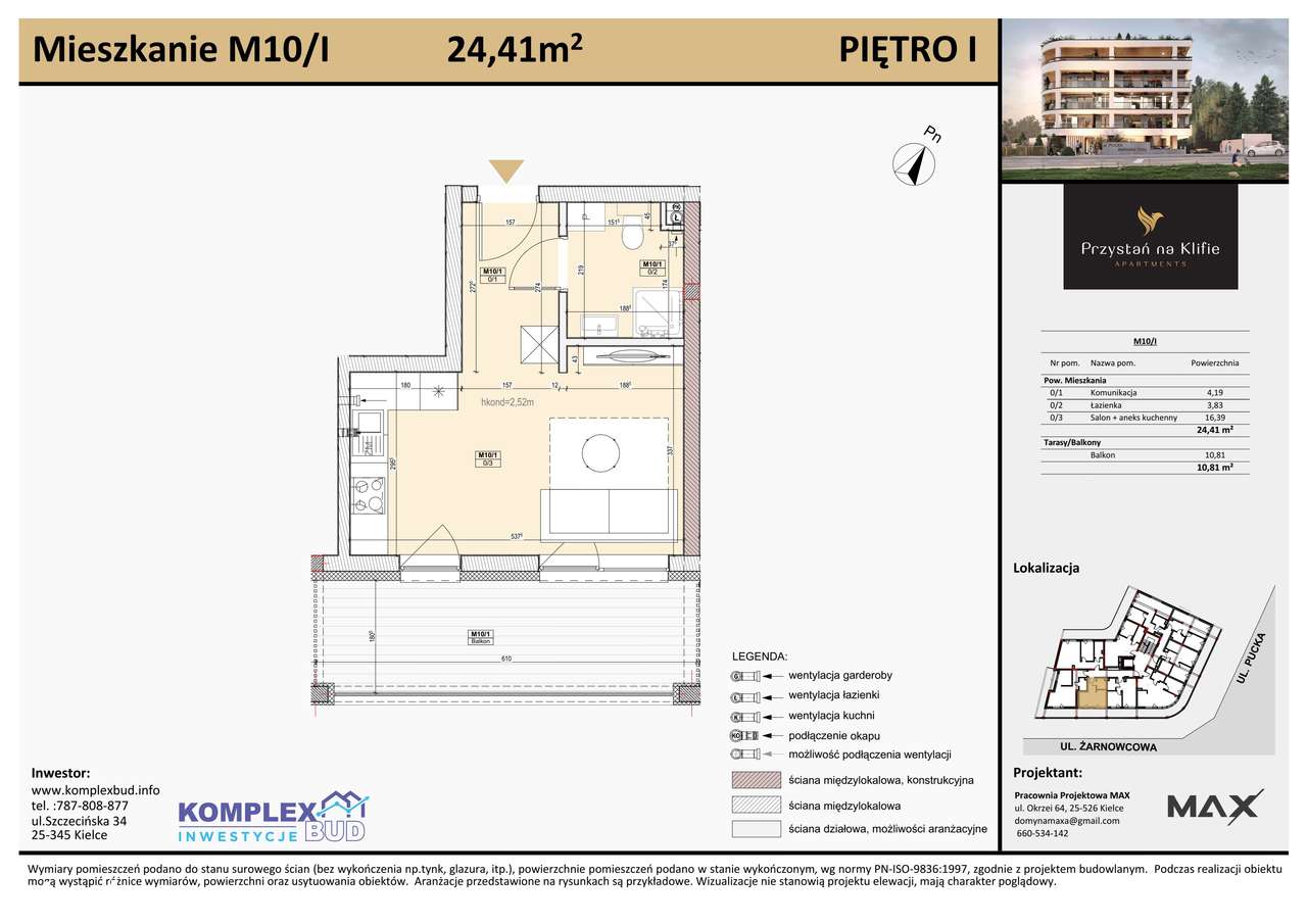 1-pokojowe mieszkanie 22m2 + balkon - Pełny obrazek: 2/7