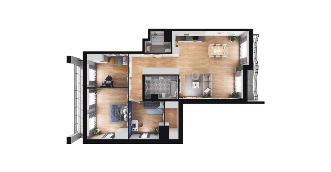 4-pokojowe mieszkanie 98m2 + 2 loggie Bezpośrednio - Pełny obrazek: 3/9