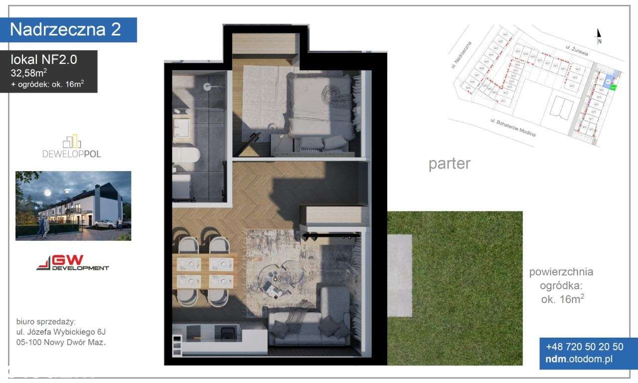 Nadrzeczna - 2 pok. z ogródkiem, w pobliżu centrum - Pełny obrazek: 2/8