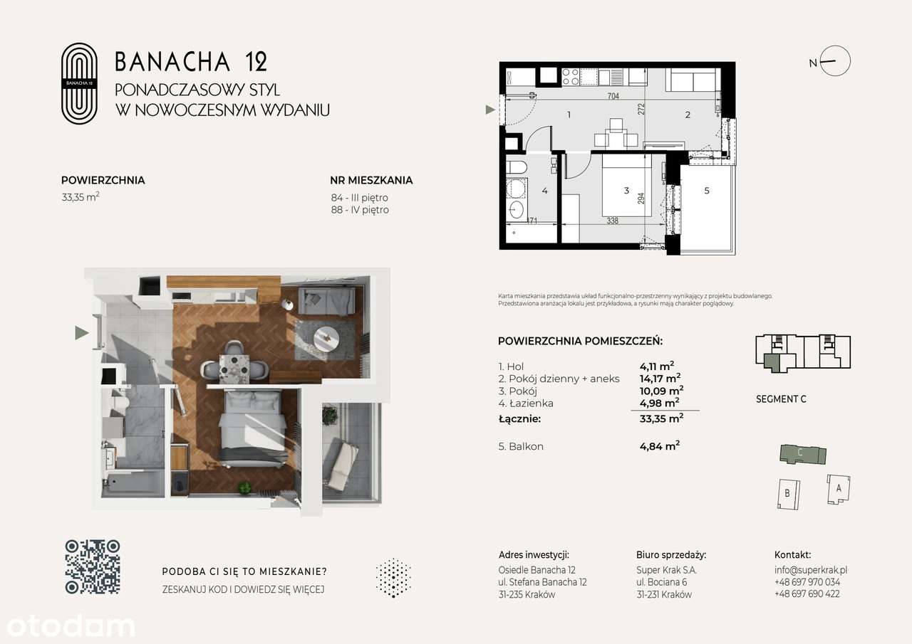 2-pokojowe mieszkanie 33m2 + balkon Bezpośrednio - Pełny obrazek: 2/9