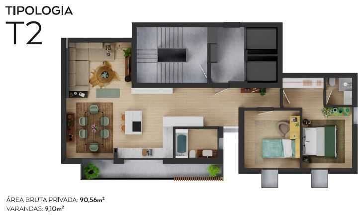 Lindo apartamento T2 no Infantado com vista para o parque verde - Grande imagem: 2/10