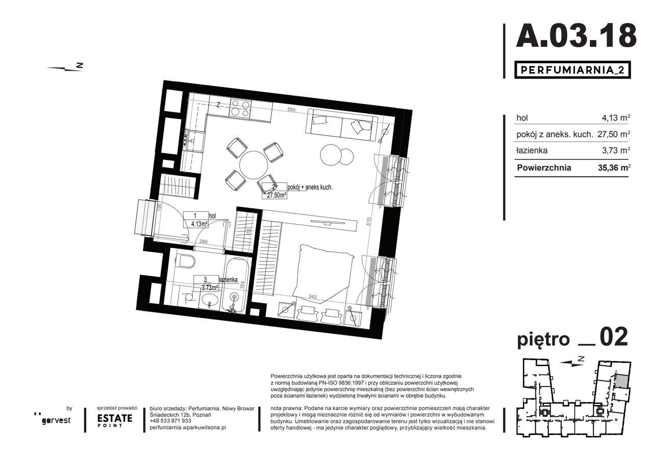 Perfumiarnia 2 | mieszkanie 35,36  m² | A.03.18 - Pełny obrazek: 2/7