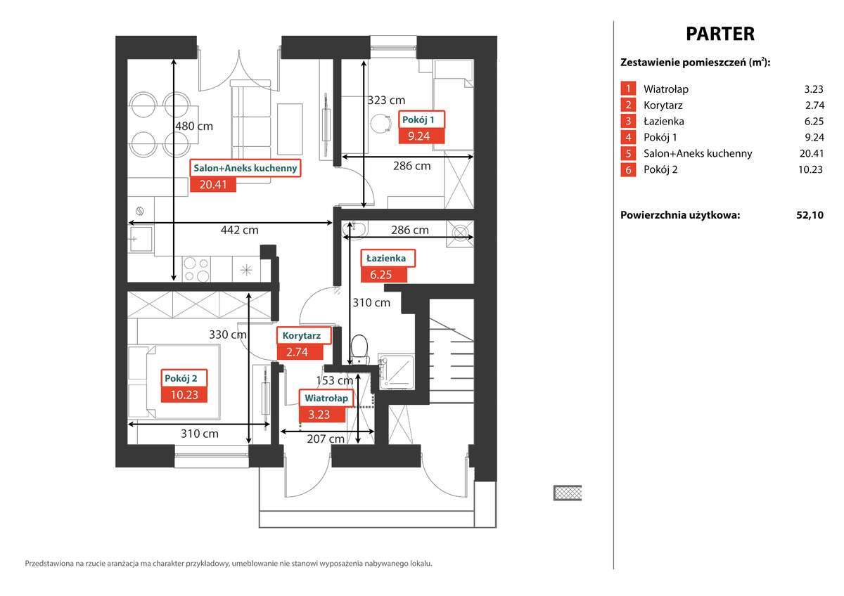 OSTATNIE/ 3 pokoje, 52 m2 z ogrodem  i miejscem post. - Pełny obrazek: 4/5