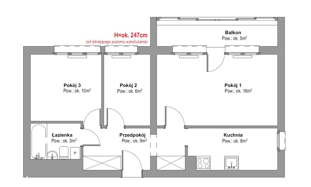 3-pokojowe mieszkanie | 49,5 m² | Kraków – Bieżanów | ul. Bieżanowska-1