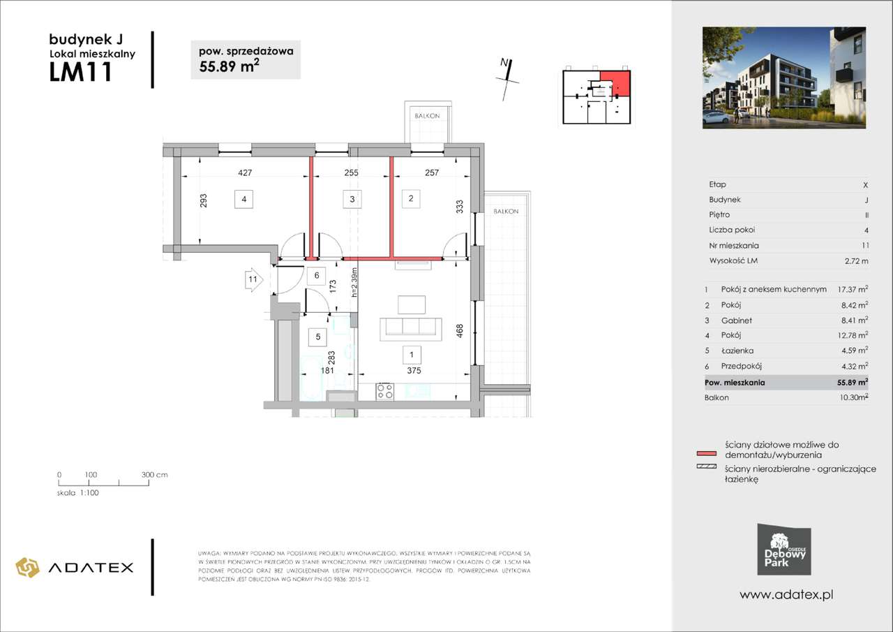 Osiedle Dębowy Park | 4POKOJE DLA RODZINY| II piętro | J11 - Pełny obrazek: 2/7