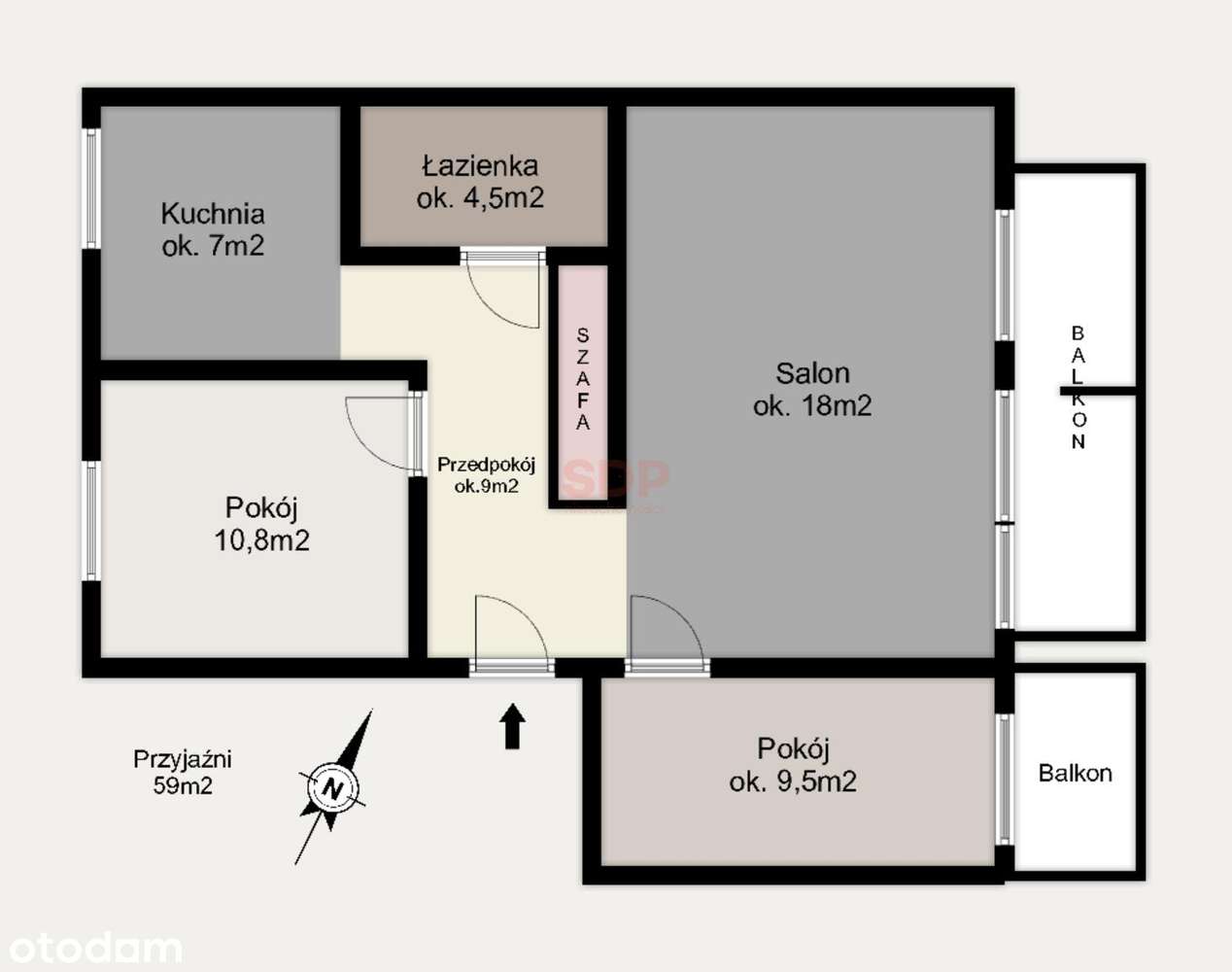Przytulne mieszkanie/3 pokoje/przy Parku Południowym - Pełny obrazek: 2/6