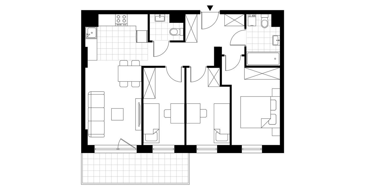 4-pokojowe mieszkanie 63m2 + balkon Bezpośrednio - Pełny obrazek: 3/8