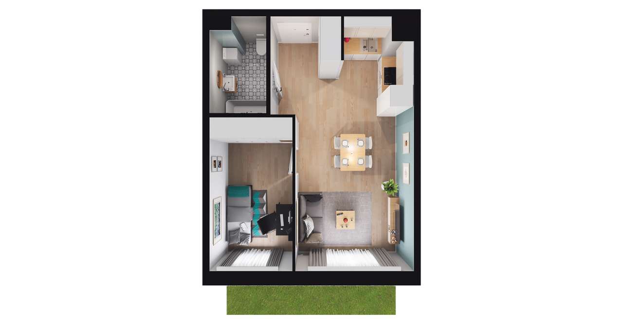 2-pokojowe mieszkanie 38m2 + ogródek Bez Prowizji - Pełny obrazek: 2/8