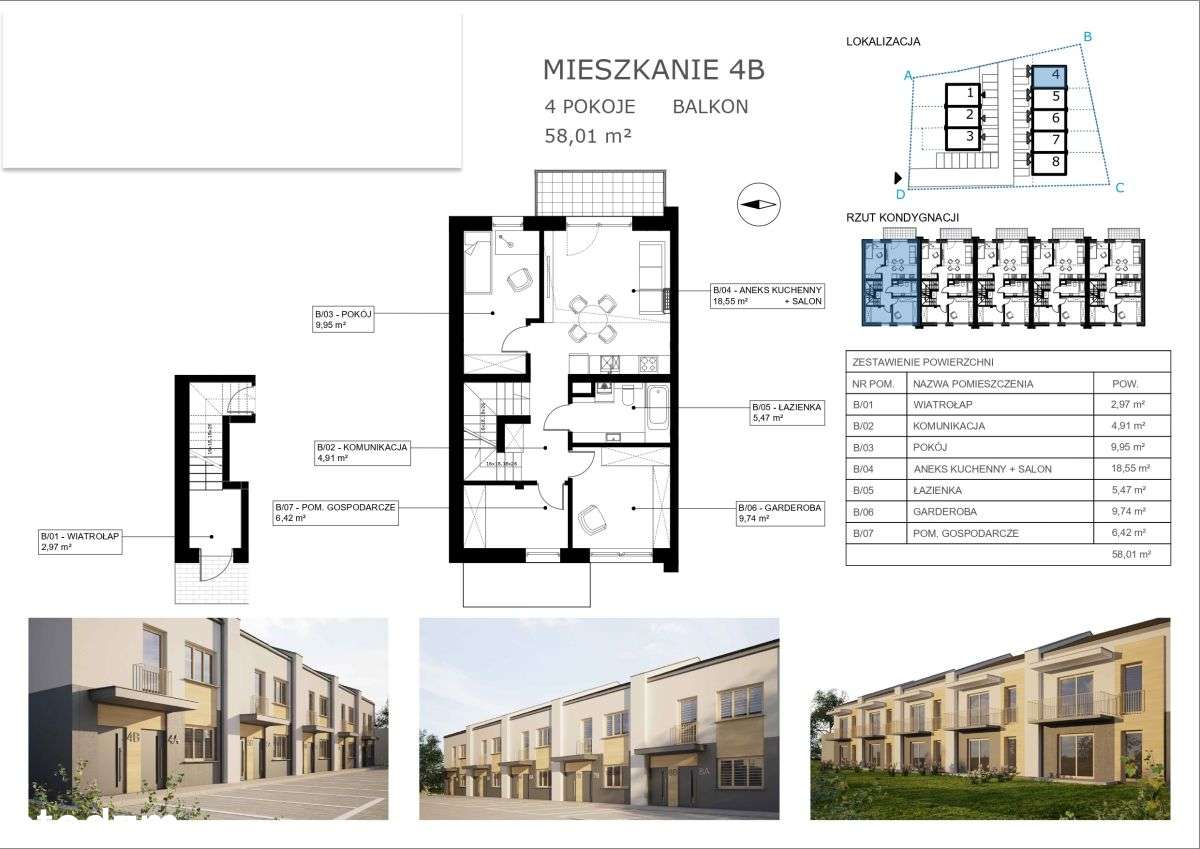 4 Pokoje - 84 m² + 2 Miejsca Postojowe W Cenie - Pełny obrazek: 5/9