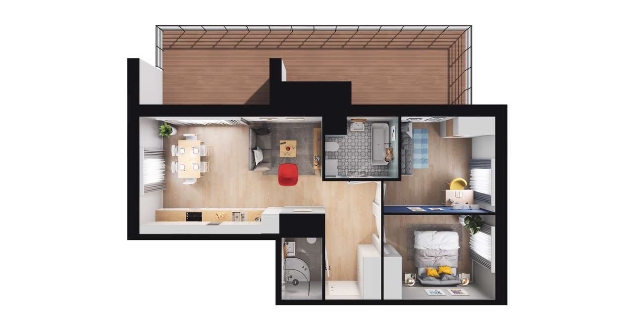 3-pokojowe mieszkanie 56m2 + taras Bez Pośredników - Pełny obrazek: 2/8