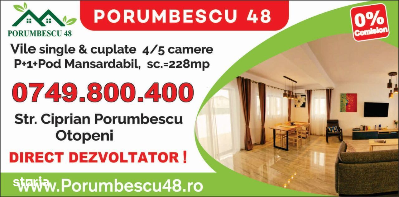 Porumbescu 48, vile 4 & 5 camere in Otopeni, zona Odai, 0%comision