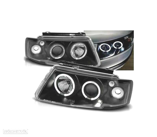 FARÓIS FRENTE ANGEL EYES PARA VOLKSWAGEN VW PASSAT 3B,96-00 FUNDO PRETO - 2