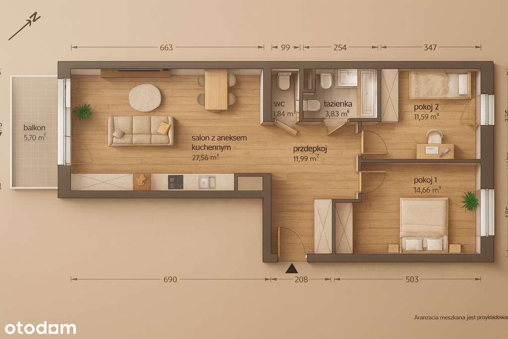 Brynów 3 pokoje odbiór marzec salon 28m-0