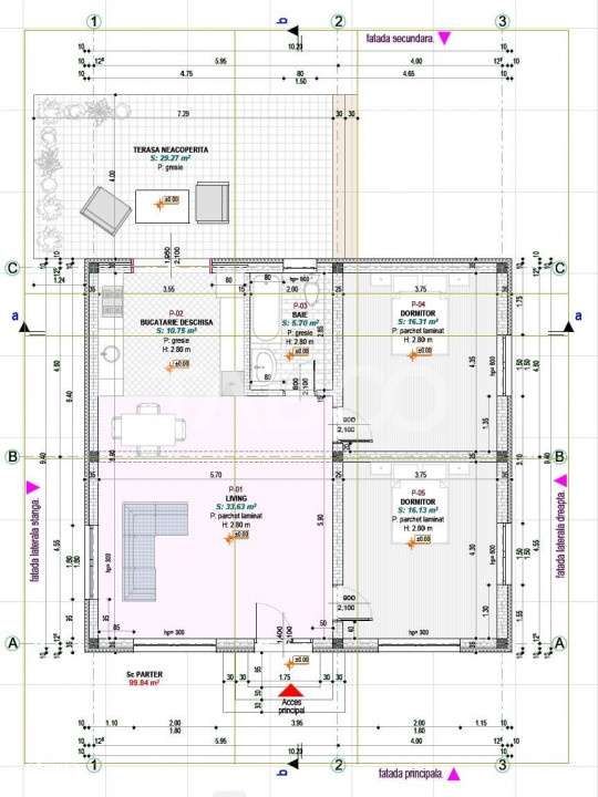 Casa individuala pe un singur nivel cu 3 camere teren 300 mp Cristian - Imagine principală: 3/11