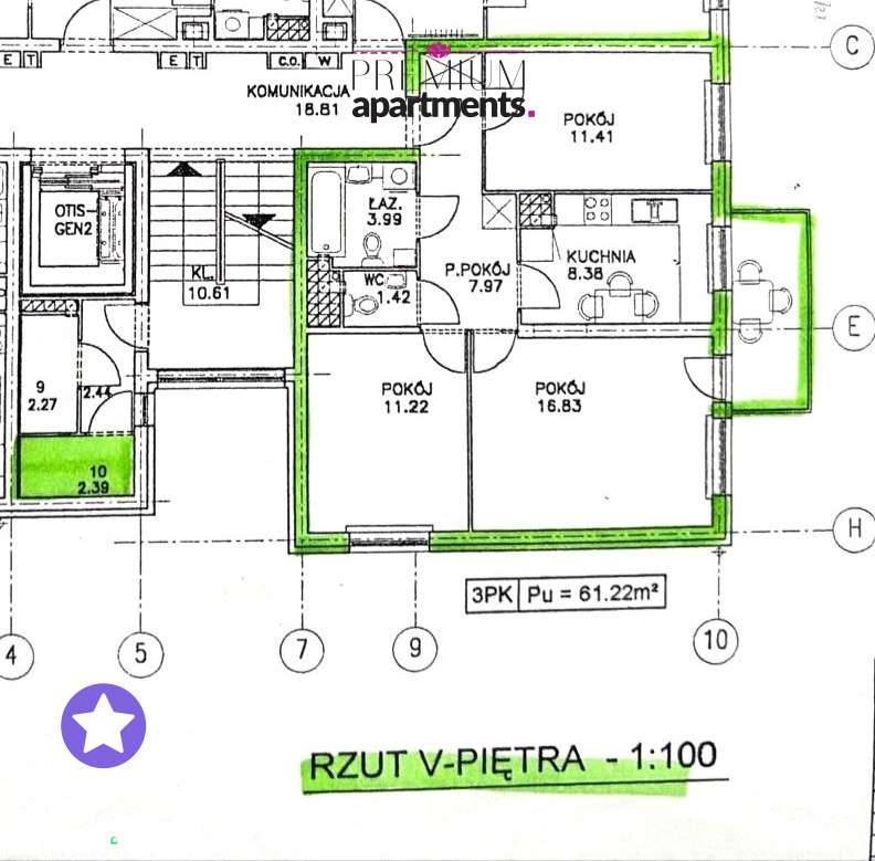 3-pokoje, 61,20m2, balkon, komórka, hala, las-19