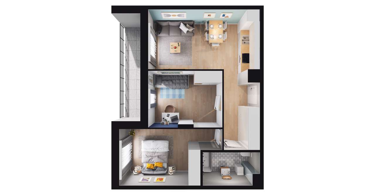 3-pokojowe mieszkanie 58m2 + balkon Bezpośrednio - Pełny obrazek: 2/8